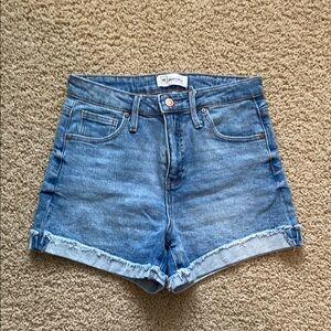 Celebrity Pink Blue Jean Shorts High-Waisted Cuffed